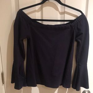 Sugar lips navy blue, off the shoulder top, size Sleeves are bell shaped